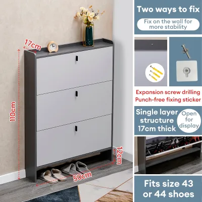 Bona Ultra-thin shoe cabinet Outdoor cabinet With Door Shoe Rack Large Capacity living room wooden narrow shoe rack鞋柜