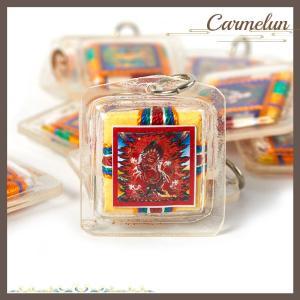 [Carmelun] พวงกุญแจพระพุทธรูปทิเบตสีเขียวธาราจี้ขนาดเล็กกระเป๋า fengshui พวงกุญแจตกแต่งแบบชาวพุทธ