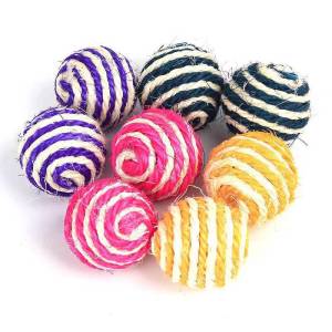 Cuties PetBox 5-Pack Sisal String Rattle Ball Toy for Indoor Cats - All Natural Woven Fibers Assorted Colors 1.7" Size