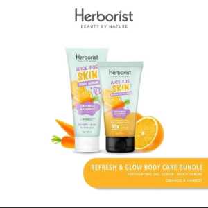 HERBORIST paket bundling 2 in 1 - exfoliating gel scrub - body serum - paket body original Nasa Grosir