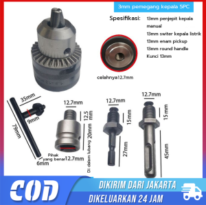 Adaptor Kepala Bor Chuck Bor Kepala Chuck 13mm Dengan Drill Chuck 13mm Set Universal Adapter Converter Konverter Socket Kepala Mata Bor Untuk Bor Chuck Kapasitas Perkakas Bor Tangan