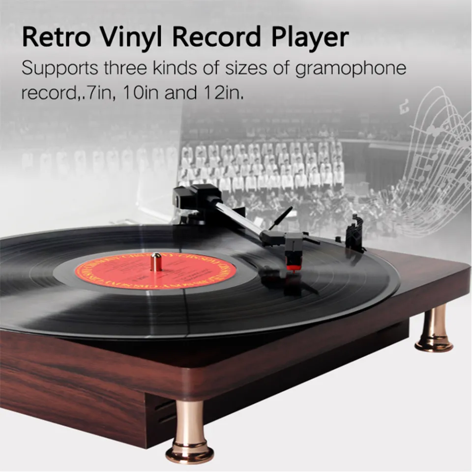 HOL Retro Phonograph Professional Vinyl Record with Speaker and Bluetooth  Turntable Music Player 33 45 78 RPM Vinyl Player Vintage Wood LP