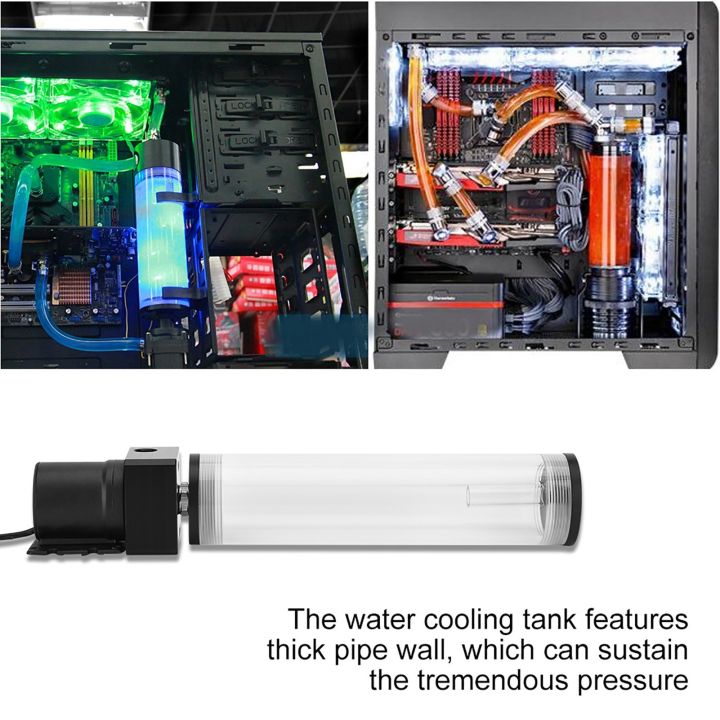 Acrylic DIY Water Cooling Cylinder Reservoir 19W Pump G1/4 for Computer ...