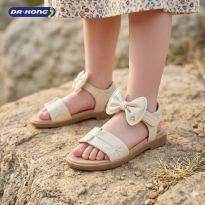 Dr.Kong Kids Sandals Total Contact Arch Support beige bow design (DK-1S20A2021AW)