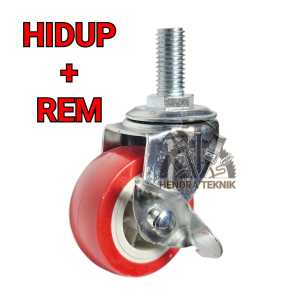 RODA CASTER PVC BAUT 50MM HIDUP / REM RODA KASTOR LEMARI 2" RODA KURSI PUTAR DRAT 2 INCI MURAH