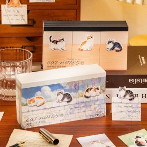 SHIRUI 90 Sheets/Pack Cartoon Cat Sticky Notes Daily Series Standable Memo Pad Illustration Planner Sticker Message Notes