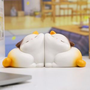ZHR02NG Cat Shaped Kawaii Book Holder Portable Resin Cat Decorative Bookends Gift Durable Hug Cat Bookshelf Home Decoration