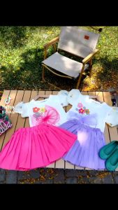 Sét váy bé gái tay bồng thêu hoa