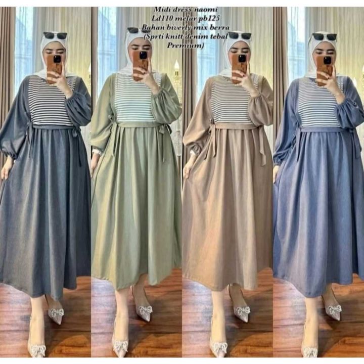W G MIDI DRESS TERBARU CRINKLE KOMBINASI SALUR KNIT | Lazada Indonesia W G MIDI DRESS TERBARU CRINKLE KOMBINASI SALUR KNIT | Lazada Indonesia