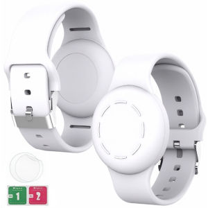 Vòng tay Airtag dành cho trẻ em Chống nước Dây đeo cổ tay bằng silicon Vỏ bọc toàn bộ cho giá đỡ Airtag Phụ kiện ẩn chống mất cho trẻ mới biết đi Dây đeo theo dõi (Tím hồng)