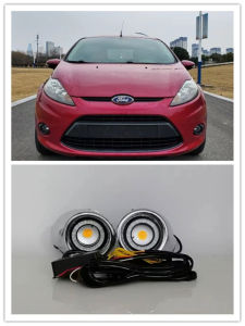LED Fog Lights Assembly For Ford Fiesta 2009 2010 2011 2012 Front Bumper Fog lamp Replacement Angel Eye daylight accessories
