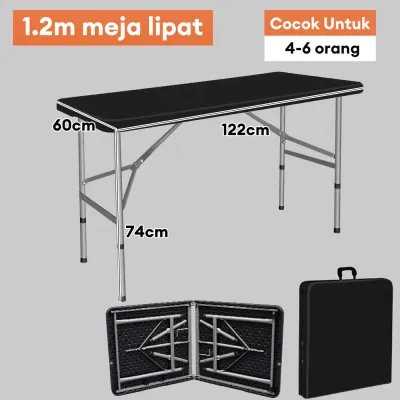 Meja Lipat Portable 1.2-1.8M Plastik Tebal Anti Goyang Meja Jualan Indoor Outdoor