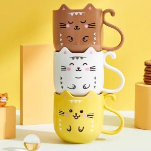 Cartoon Wash Cup Kitten Themed Mouthwash Cup And Toothbrush Holder Enhances Brushing Experience