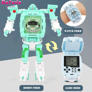 Bafada Children Cartoon Electronic Deformation Game Watch Toy Creative Deformed Robot Toys Wrist Watches for Kids Boys Girls Gift