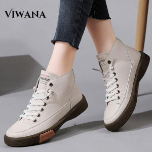 COD Fashion Boots For Women Korean Style Leather High Cuts Shoes Ladies Soft Sole Comfort Slip On Black Ankle Boots Casual Martin Boots Women Shoes HXK