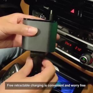 Sạc ô tô có thể thu vào sạc ô tô nhanh 4 trong 1 với dây dài 31.5 inch USB C và Lightning
