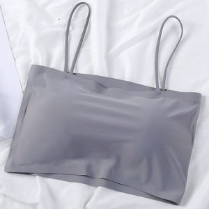 INTIMA Summer Ice Silk Wrap Chest Korean Tube Top for Women Girl Students Sling Vest Camisole Seamless Removable Chest Pad Suitable for Weight 35-58kg