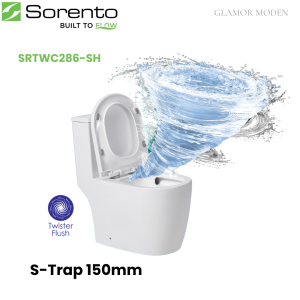SORENTO SRTWC286-SH ONE PIECE WATER CLOSET RIMLESS TWISTER FLUSHING -TOILET BOWL