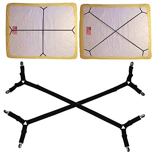 Bed Sheet Holders Straps Fasteners - 4 Pcs Triangle Sheet Fasteners Fitted  Flat Sheet Corner Holder Elastic Adjustable Bed Band Sheet Holders Clip Suspenders  Grippers White 