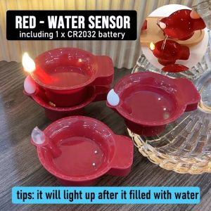 【เซ็นเซอร์วัดน้ำ】ตะเกียงน้ำมันไฟ LED 2024เทียนประดับ Deepavali Diya แบบลอยตัวขนาดเล็ก