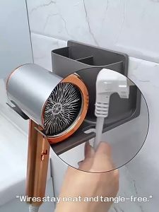 Hair Dryer Holder Wall Mounted Hair Dryer Stand Hair Dryer Bracket No Drill Hairdryer Rack Bathroom Organizer