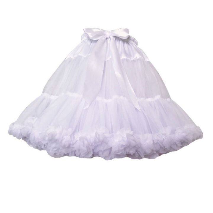 [HOT Y] Women Girls Ruffled Short Petticoat Solid White Color Fluffy ...