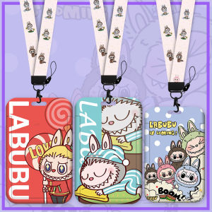 Labubu The Monsters น่ารัก Lanyard สําหรับคีย์ฝาครอบบัตรเครดิต Pass โทรศัพท์มือถือ Charm สายรัด ID Badge ผู้ถืออุปกรณ์เสริมที่สําคัญ