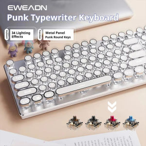 🇸🇬 [EWEADN] TK100 Punk Typewriter Mechanical Gaming Keyboard 104 Keys with LED Backlight USB Wired Keyboard