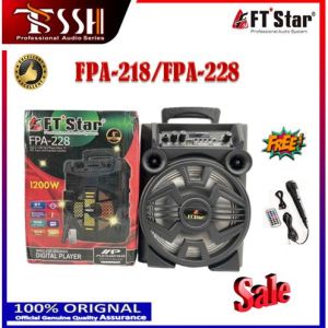 New FT-Star FPA-218 Wireless Bluetooth Rechargeable 8" Portable Speaker with free wired microphone