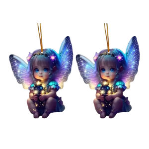 จี้ห้อยรถยนต์เอลฟ์วิเศษน่ารักกระจกมองหลังรถยนต์กระจกมองหลังแขวนตกแต่งพวงกุญแจอุปกรณ์เสริม4ชิ้น