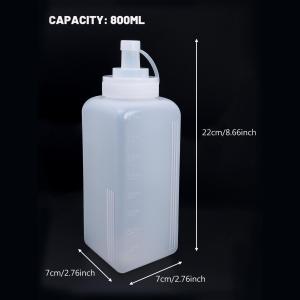 800/1000ml Sauce Squeeze Bottle with Lid Large Capacity Plastic Seasoning Bottles Kitchen Condiment Oil Tomato Salad Sauce Dispenser