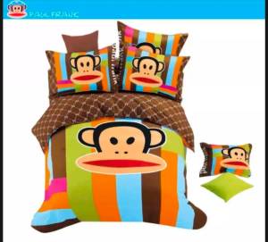 ชุดผ้าปูที่นอน ครบชุด มีผ้านวม ขนาด 3.5 / 5 / 6 ฟุต ลายการ์ตูน พอล แฟรงค์ Paul Frank ลิง หมีพูห์ ชุดเครื่องนอน 6 ชิ้น ผ้านวม