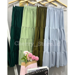 rok panjang beraksen 4 susun | long skirt korean style | rok wanita muslim