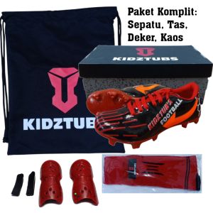 KIDZTUBS Sepatu Bola Anak Paket Komplit Sepatu Bola Tas Skin Deker Kaos Kaki Usia 6-10 Tahun Size 28 29 30 31 32 33 34 35 36 37 KDZ2004010625