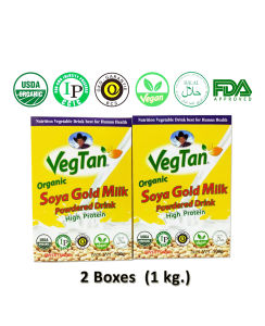VEGTAN Organic Soya Gold Milk Powdered Drink - Sweetened 2 boxes of 500g. (1kg.)