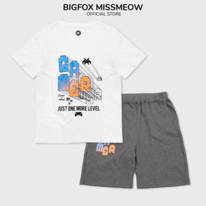 Bộ hè bé trai size đại Bigfox Miss Meow mặc hè kiểu dáng Hàn Quốc vải cotton in Gamer cỡ trẻ em 12-15 tuổi 40kg - 50kg