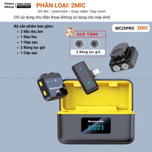 Micro thu âm mic cài áo lọc ồn quay video livestream bán hàng cho điện thoại ICHECO MC25PRO