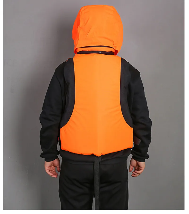 HIKAYA Adults Hooded Life Jackets Multip Pockets Fishing Life Vest