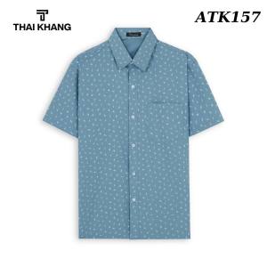 Áo sơ mi nam ngắn tay trung niên THÁI KHANG vải lụa co giãn mềm bề mặt mịn siêu form rộng classic ATK15