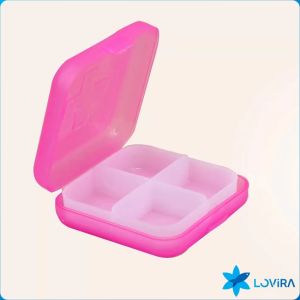 LoviRa 4 Slot Medicine Box Mini Storage Box Colourful Family First Aid Drug Box Organiser
