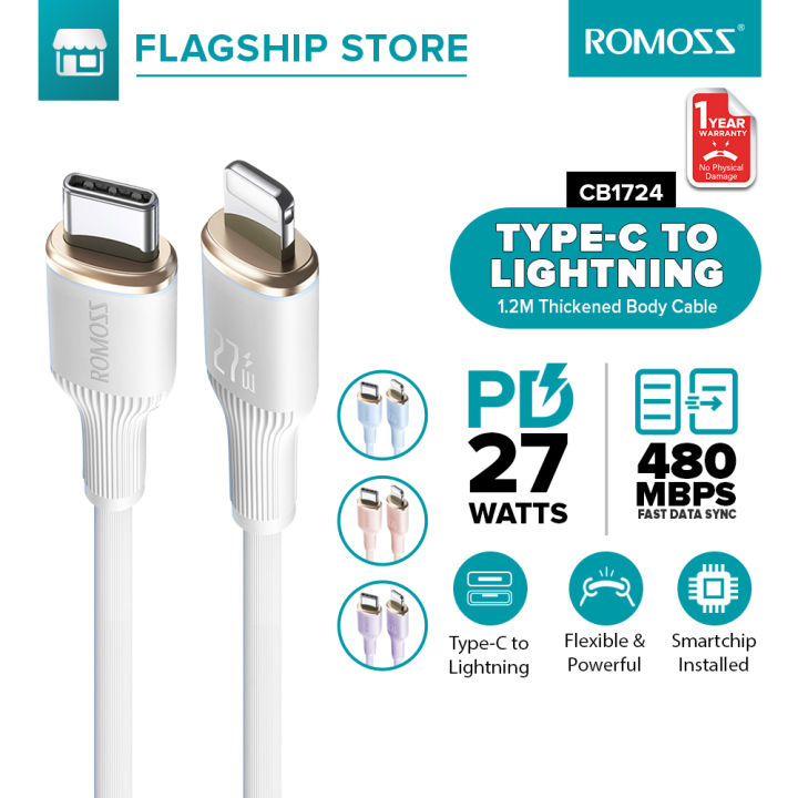 Romoss CB1724 Type C to Lightning Cable PD 27W Support PD 20W