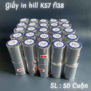 Giấy in nhiệt k57 x 38 - Giấy in bill K57 bọc bạc cho máy tính tiền cầm tay máy cà thẻ Pos cầm tay.