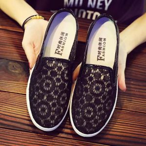 Women Korean Fashion Mesh Slip On Half Shoes Lightweight  Flat Comfort Casual Black Rubber Shoes For Women On Sale