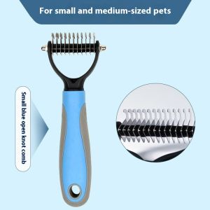 SeasTina Lược lược cho thú cưng hai mặt cho thú cưng Lược chải lông chó và mèo bằng thép không gỉ Lược tháo gỡ tóc làm sạch làm đẹp