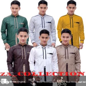 Koko Putih Lengan Panjang Koko Kombinasi  Koko El Rumi baju koko pria terbaru Muslim Pria Koko