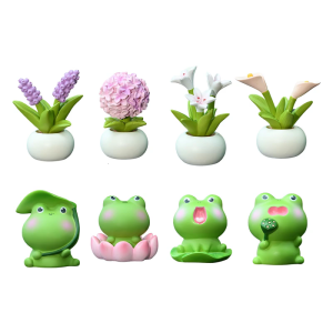 Elegant Mini Resin Flower Pots Ornaments Figurines Suitable for Car Interior and Bookshelf Adornments with Flower Accent