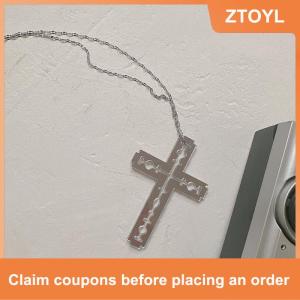 【ZTOYL】 Y2k chéo lưỡi Acrylic Mặt dây chuyền vòng cổ cho phụ nữ người đàn ông Harajuku xương đòn chuỗi thẩm mỹ đồ trang sức