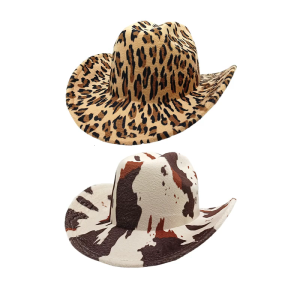 Vintage Western Fedoras Hat Roll Brims Panama Ha for Women Men with Leopard Pattern for Outdoor Travel and Adventure