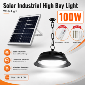 Goldstar High Bay Light Waterproof Solar Hanging Pendant Light Upgraded High Brightness Auto Dusk-to-Dawn with Separate Solar Panel