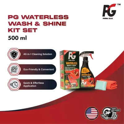 Perma Glass PG Waterless Wash & Shine Kit Set (500ml) | No Water Needed High Gloss Protection for Car Bike & Bicycle